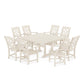 POLYWOOD Chinoiserie 9-Piece Square Farmhouse Dining Set with Trestle Legs — Sand