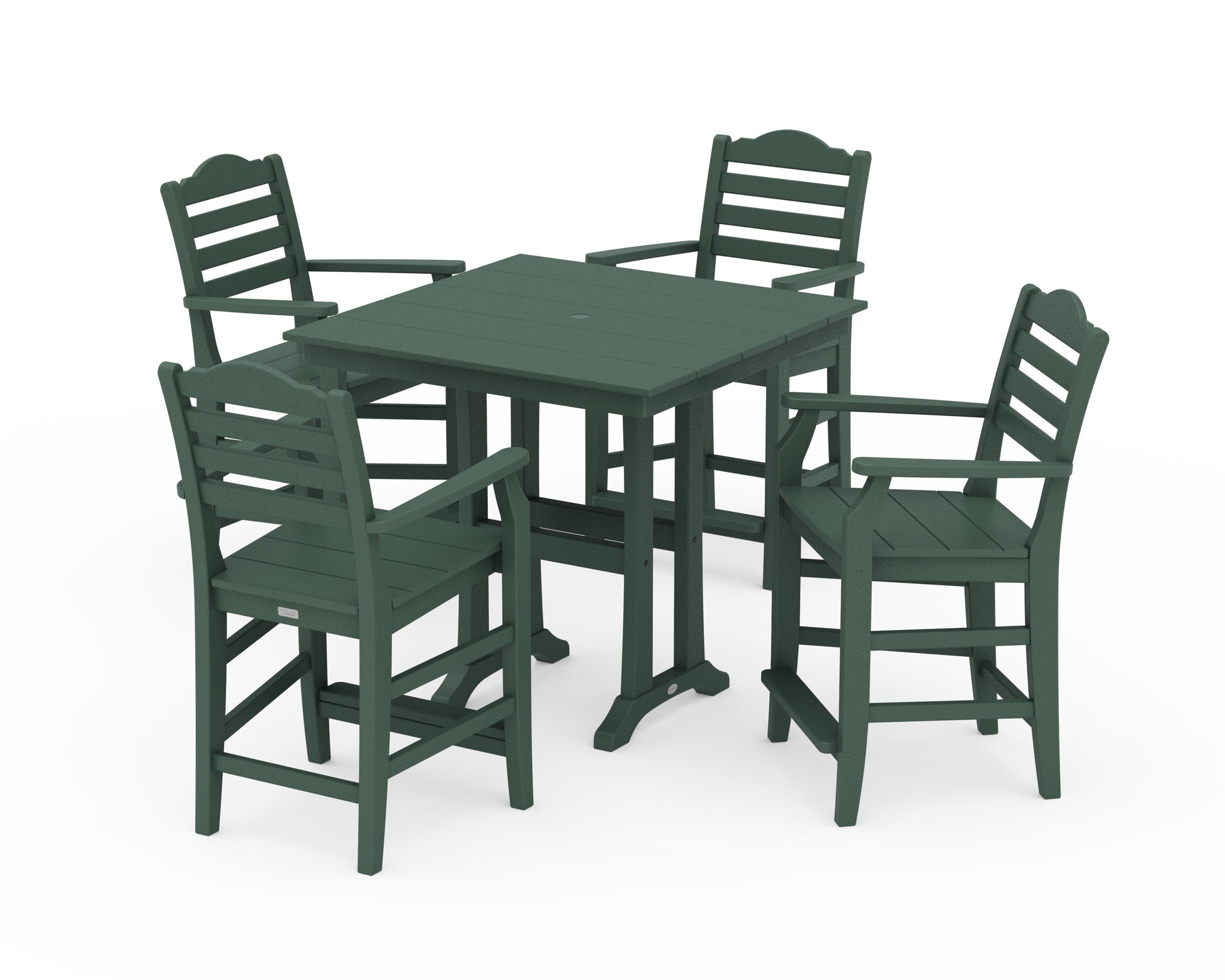 POLYWOOD Savannah 5-Piece Farmhouse Counter Set with Trestle Legs — Green