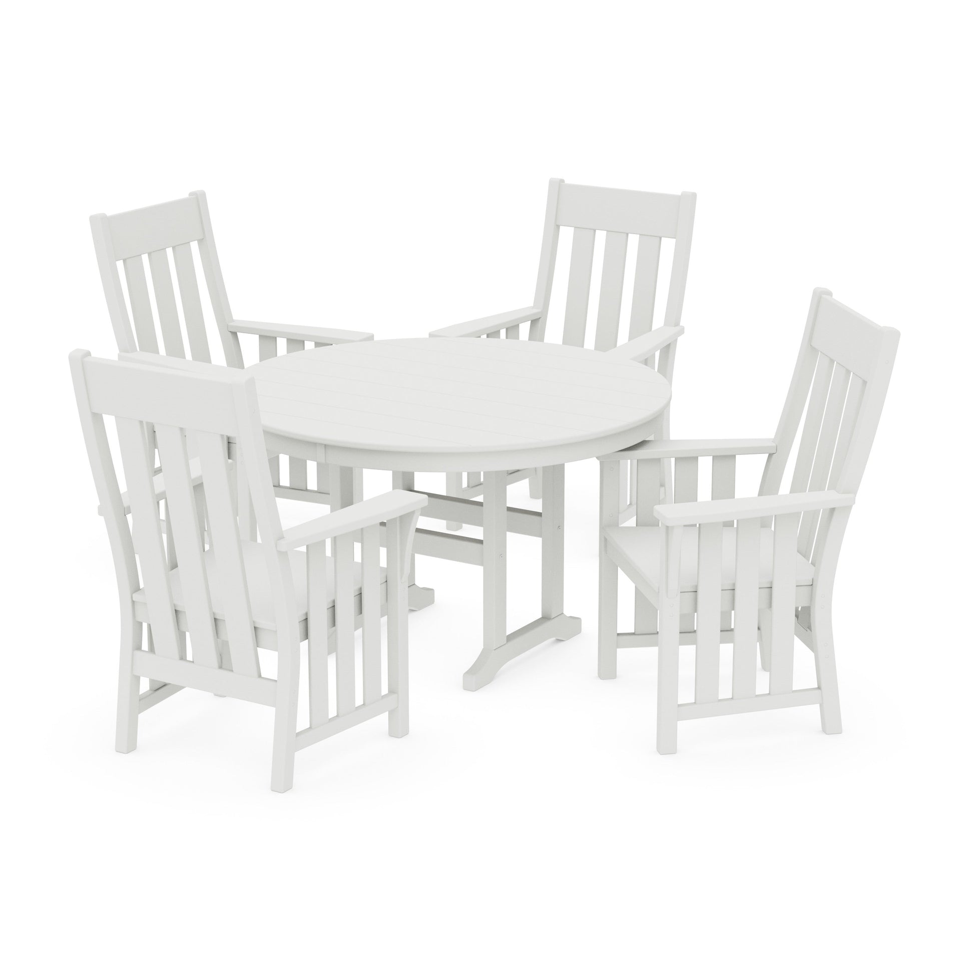POLYWOOD Acadia 5-Piece Round Farmhouse Dining Set — Vintage White