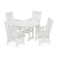POLYWOOD Acadia 5-Piece Round Farmhouse Dining Set — Vintage White