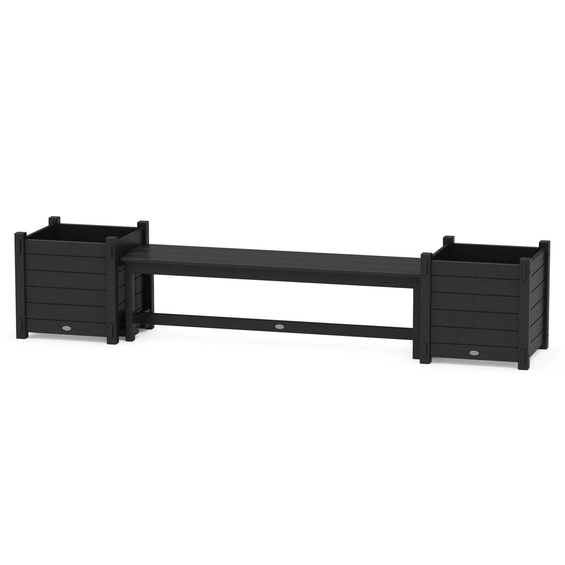 POLYWOOD 60" Nautical Straight Planter Bench Set - Large — Black