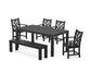 POLYWOOD Chippendale 6-Piece Parsons Dining Set with Bench — Black