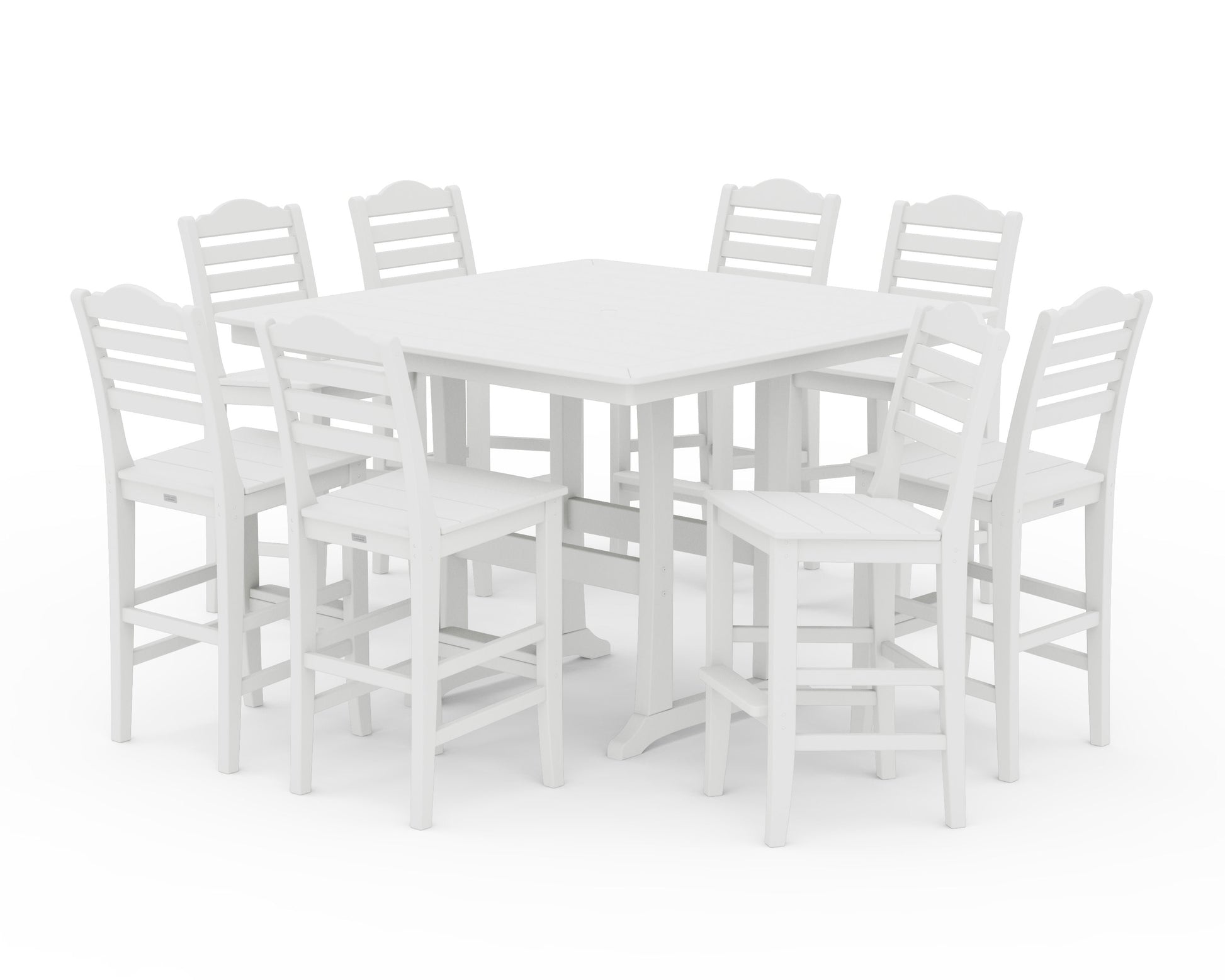 POLYWOOD Savannah Side Chair 9-Piece Square Bar Set with Trestle Legs — White