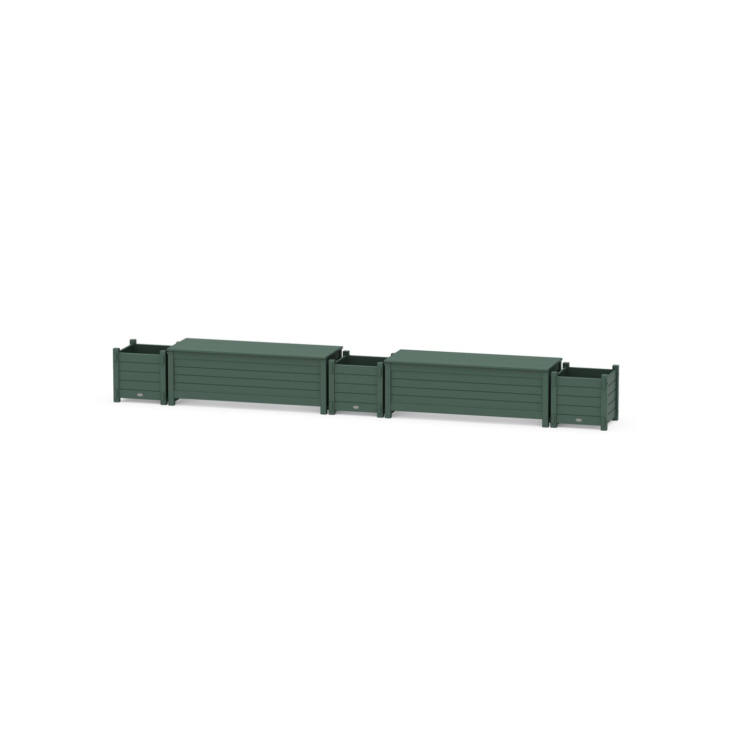 POLYWOOD 48" Nautical Straight Double Planter Storage Bench Set — Green