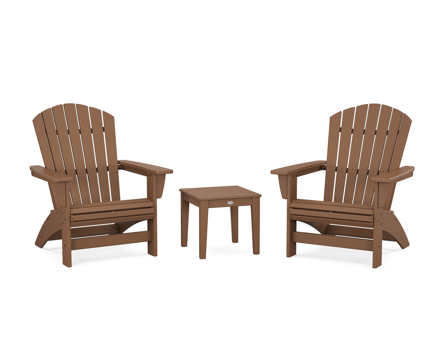 POLYWOOD 3-Piece Nautical Grand Adirondack Set — Teak
