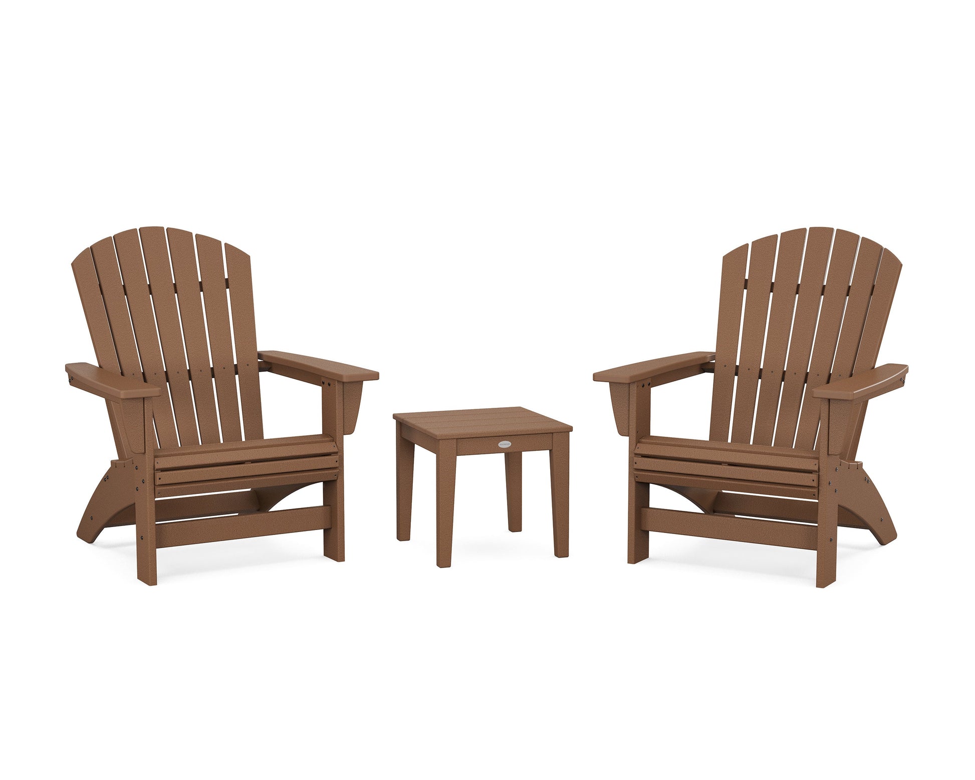 POLYWOOD 3-Piece Nautical Grand Adirondack Set — Teak