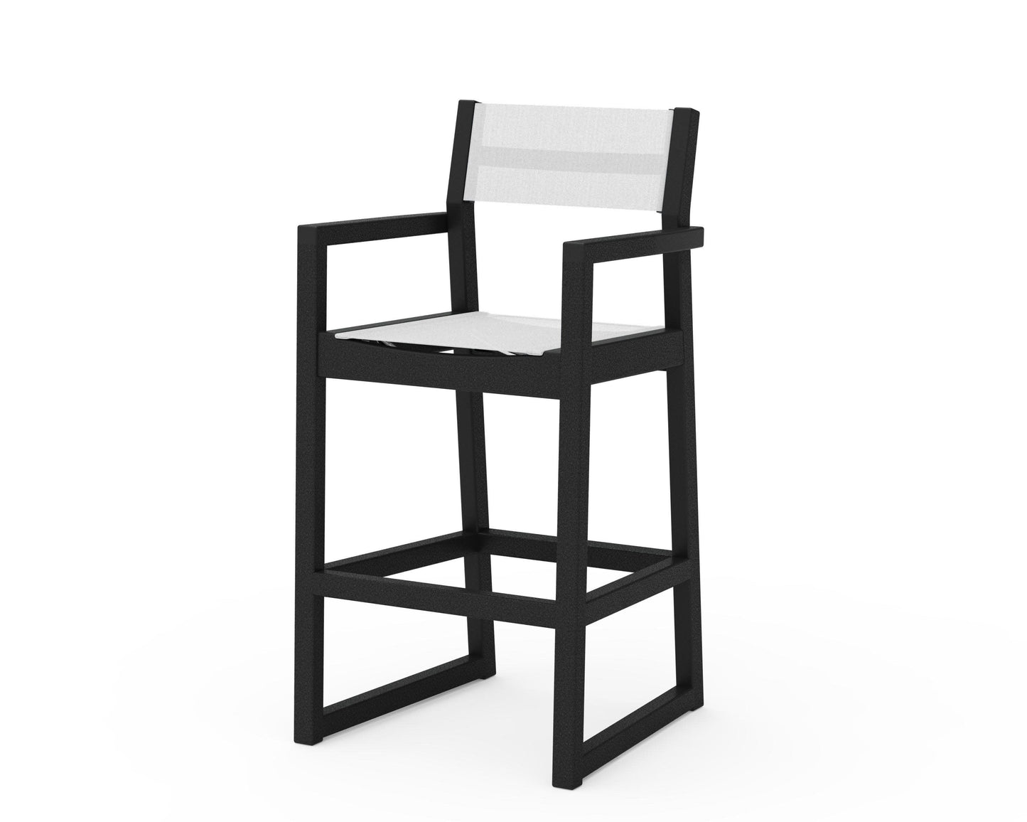 POLYWOOD EDGE Sling Bar Arm Chair — Black / White Sling