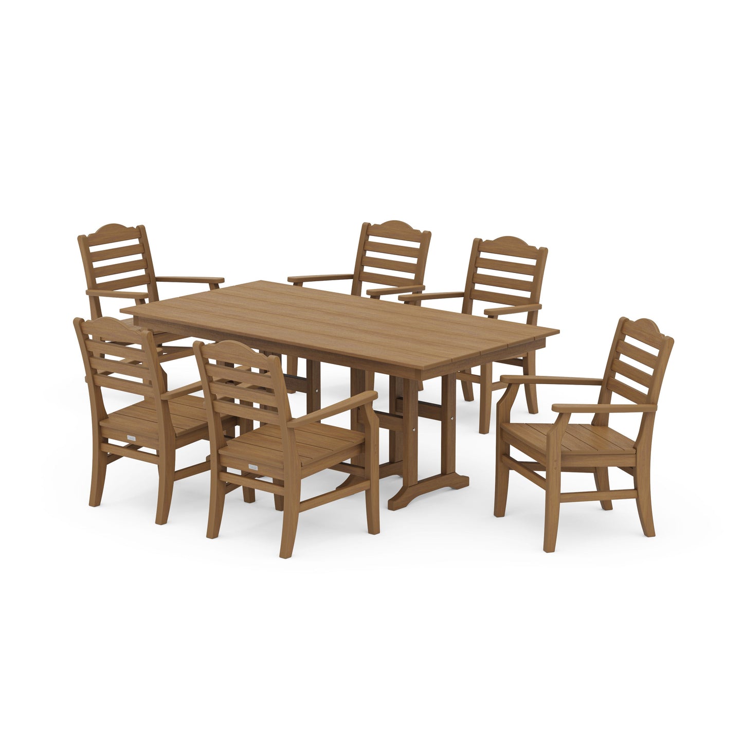 POLYWOOD Savannah Arm Chair 7-Piece Farmhouse Dining Set — Natural