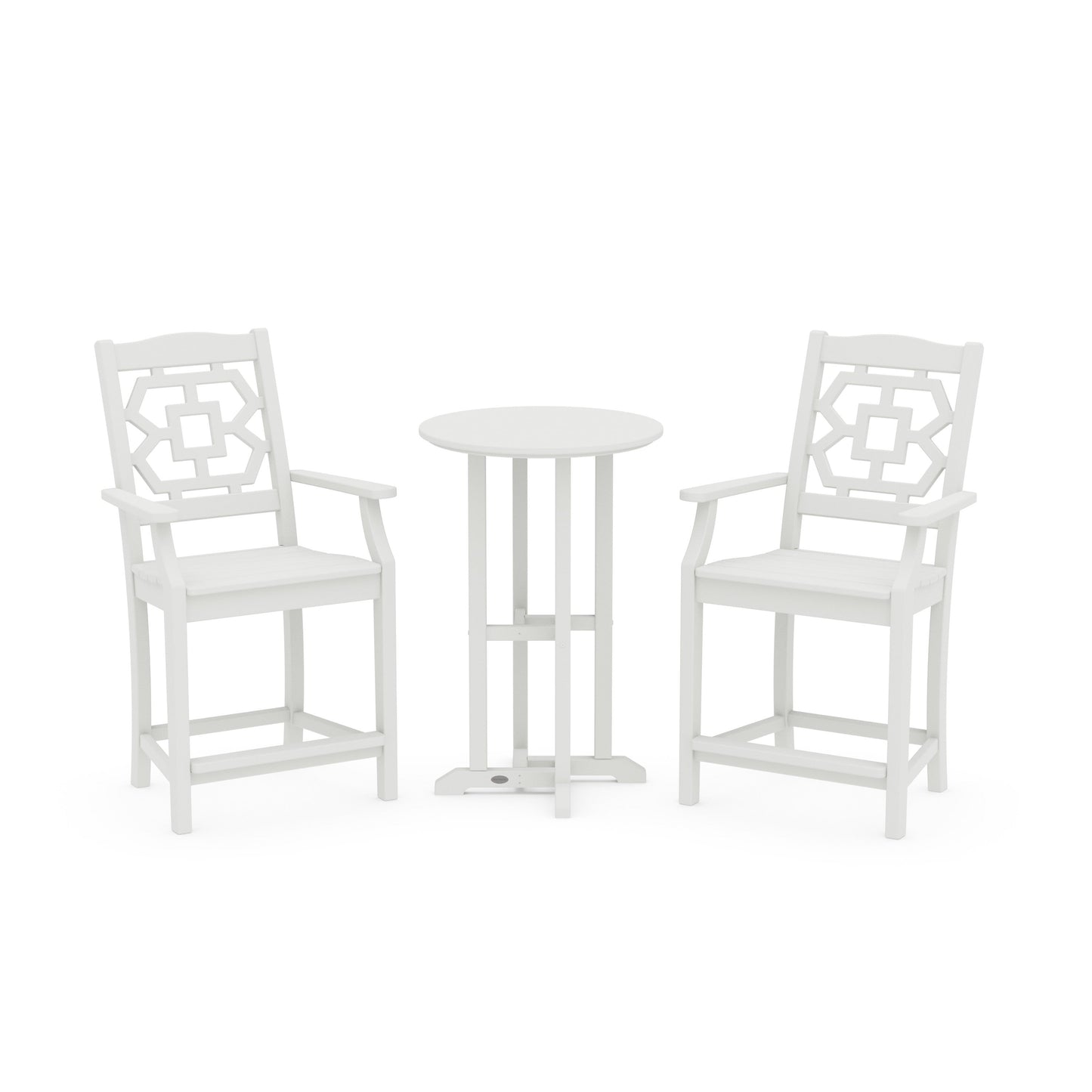 POLYWOOD Chinoiserie 3-Piece Farmhouse Bistro Counter Set — Vintage White
