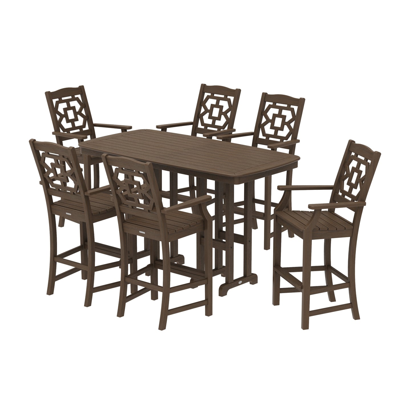 POLYWOOD Chinoiserie Arm Chair 7-Piece Bar Set — Kona