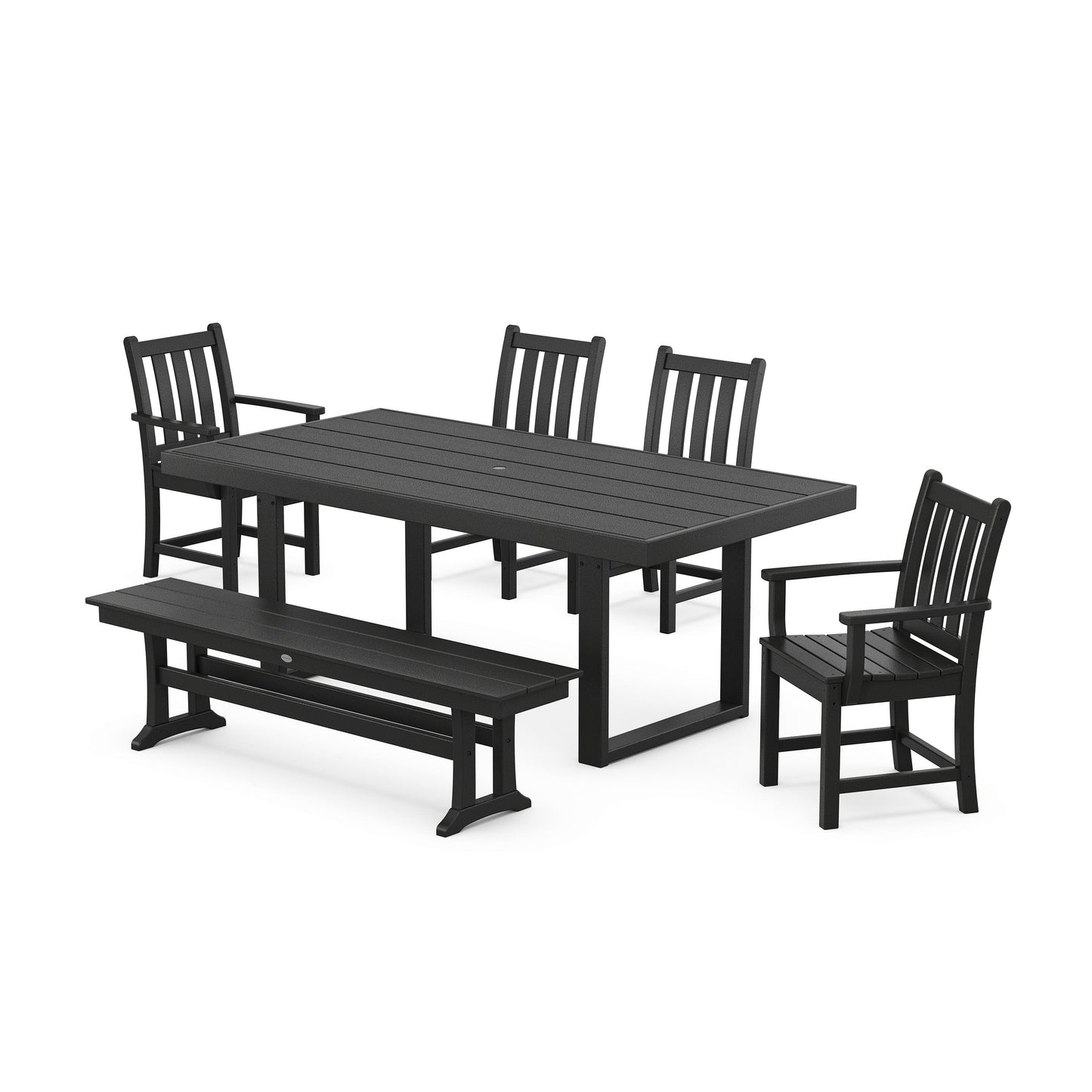 POLYWOOD Traditional Garden 6-Piece Dining Set — Black