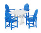 POLYWOOD Classic Adirondack 5-Piece Farmhouse Dining Set With Trestle Legs — Pacific Blue / White