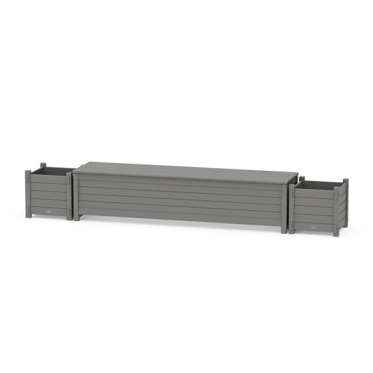 POLYWOOD 72" Nautical Straight Planter Storage Bench Set — Slate Grey
