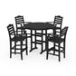 POLYWOOD Savannah 5-Piece Round Farmhouse Bar Set — Black