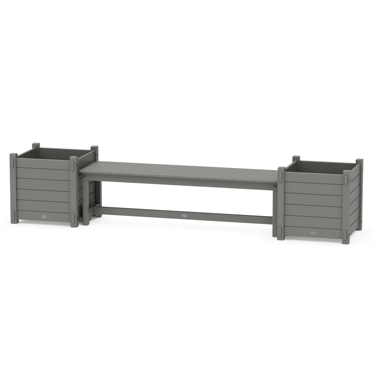 POLYWOOD 60" Nautical Straight Planter Bench Set - Large — Slate Grey