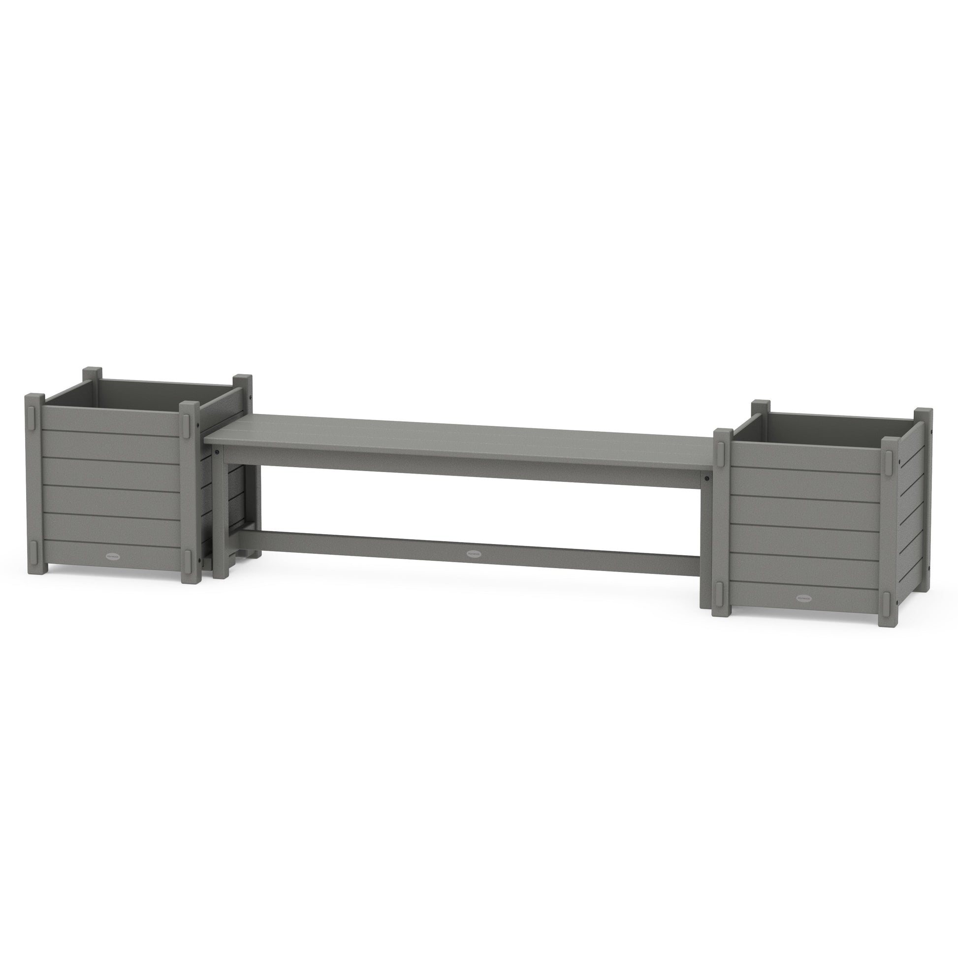 POLYWOOD 60" Nautical Straight Planter Bench Set - Large — Slate Grey