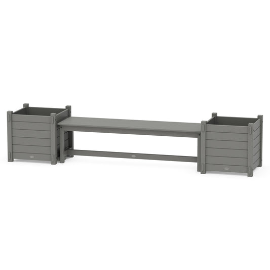 POLYWOOD 60" Nautical Straight Planter Bench Set - Large — Slate Grey