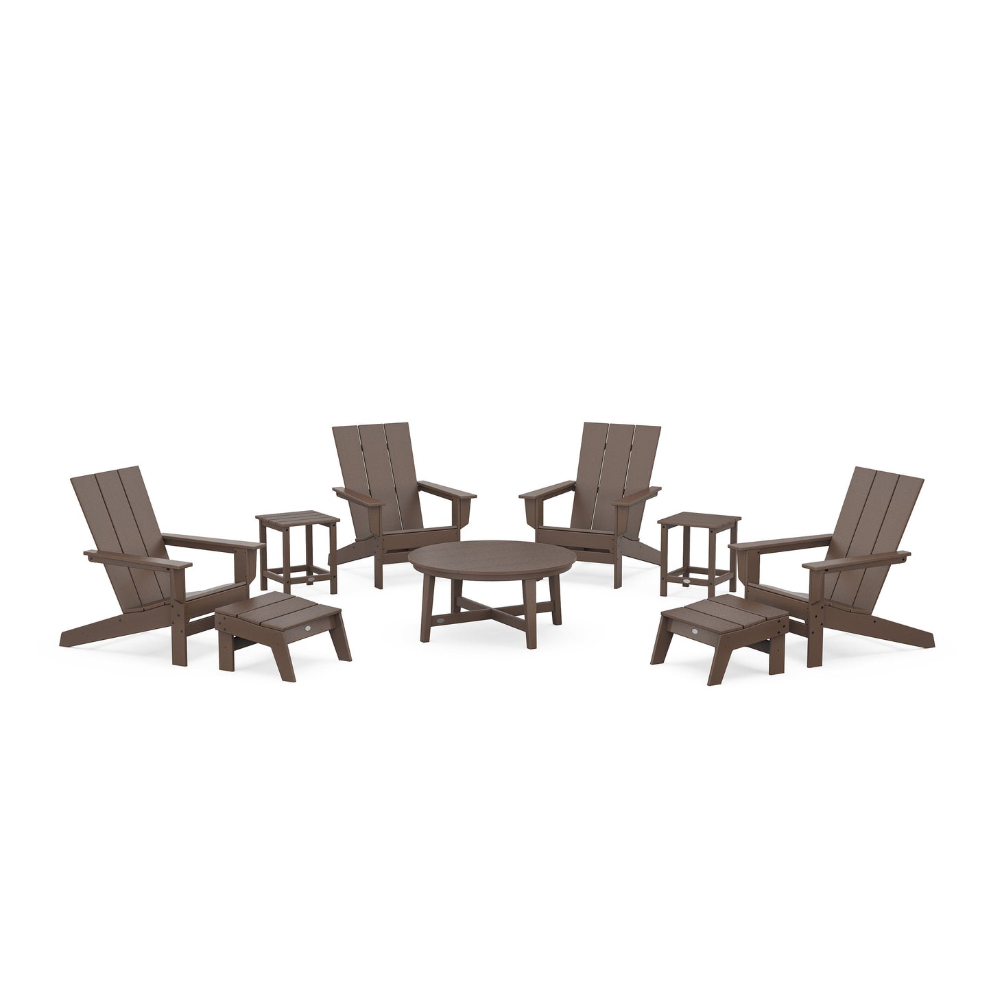 POLYWOOD Modern Studio Adirondack 9-Piece Conversation Set — Mahogany