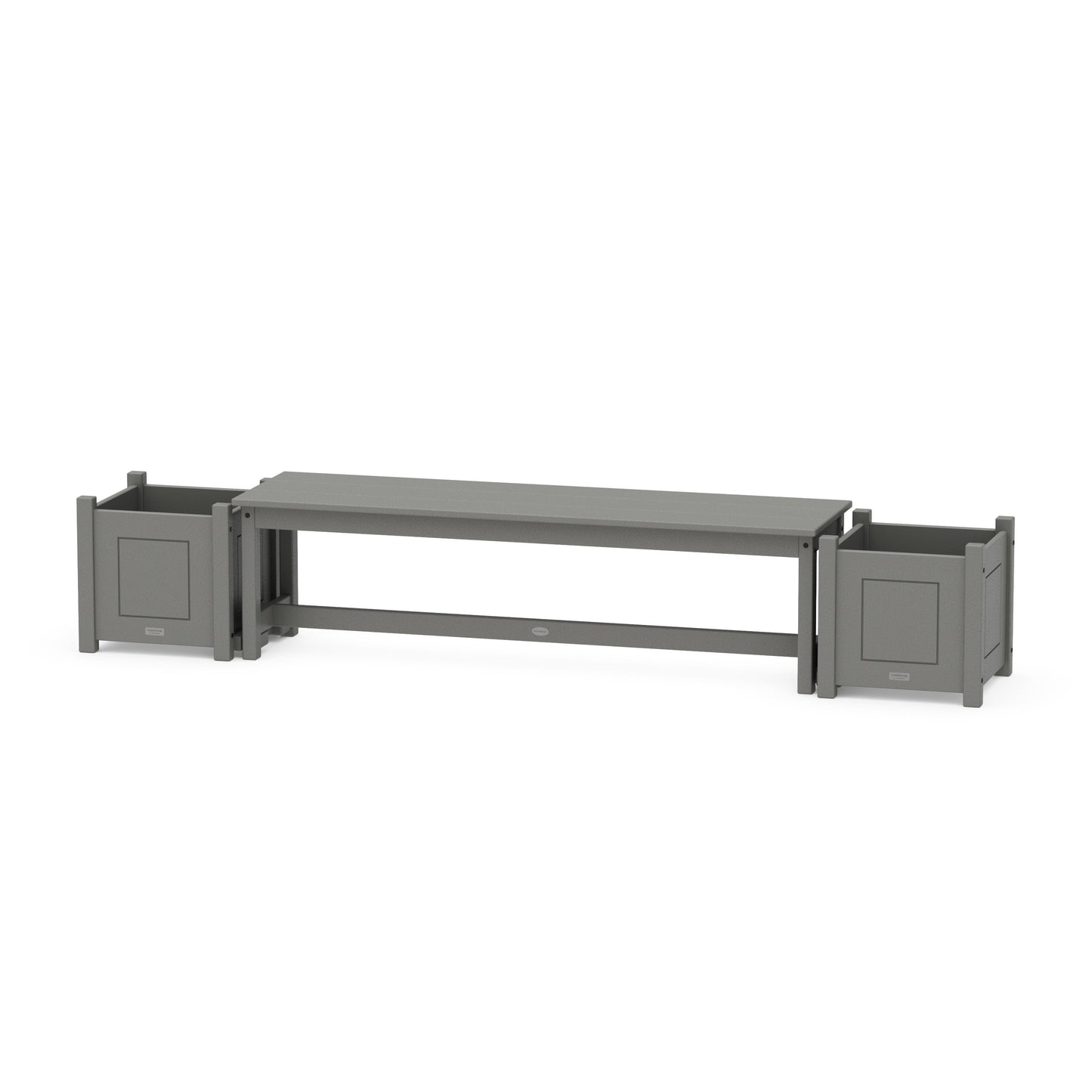 POLYWOOD 60" Country Living Straight Planter Bench Set — Slate Grey