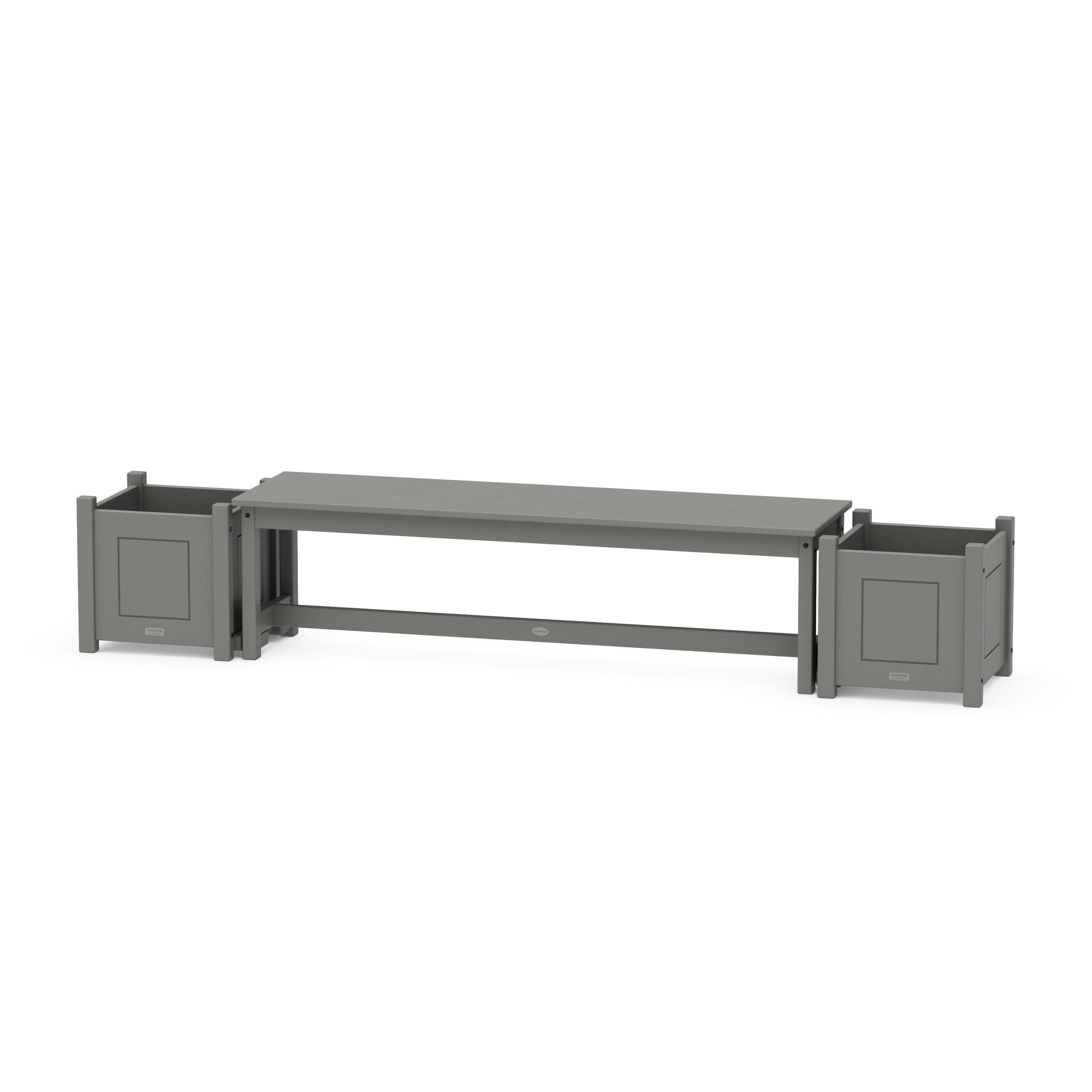 POLYWOOD 60" Country Living Straight Planter Bench Set — Slate Grey