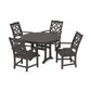 POLYWOOD Chinoiserie 5-Piece Round Dining Set with Trestle Legs — Vintage Coffee