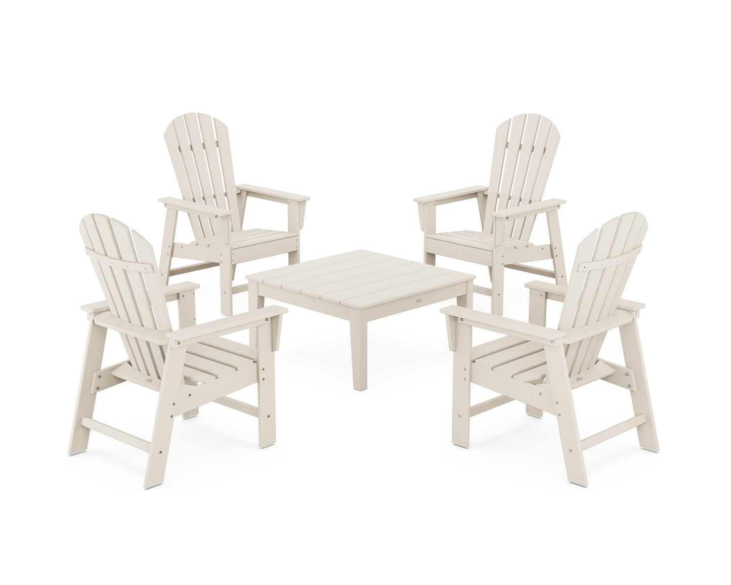 POLYWOOD 5-Piece South Beach Casual Chair Conversation Set with 36" Conversation Table — Sand