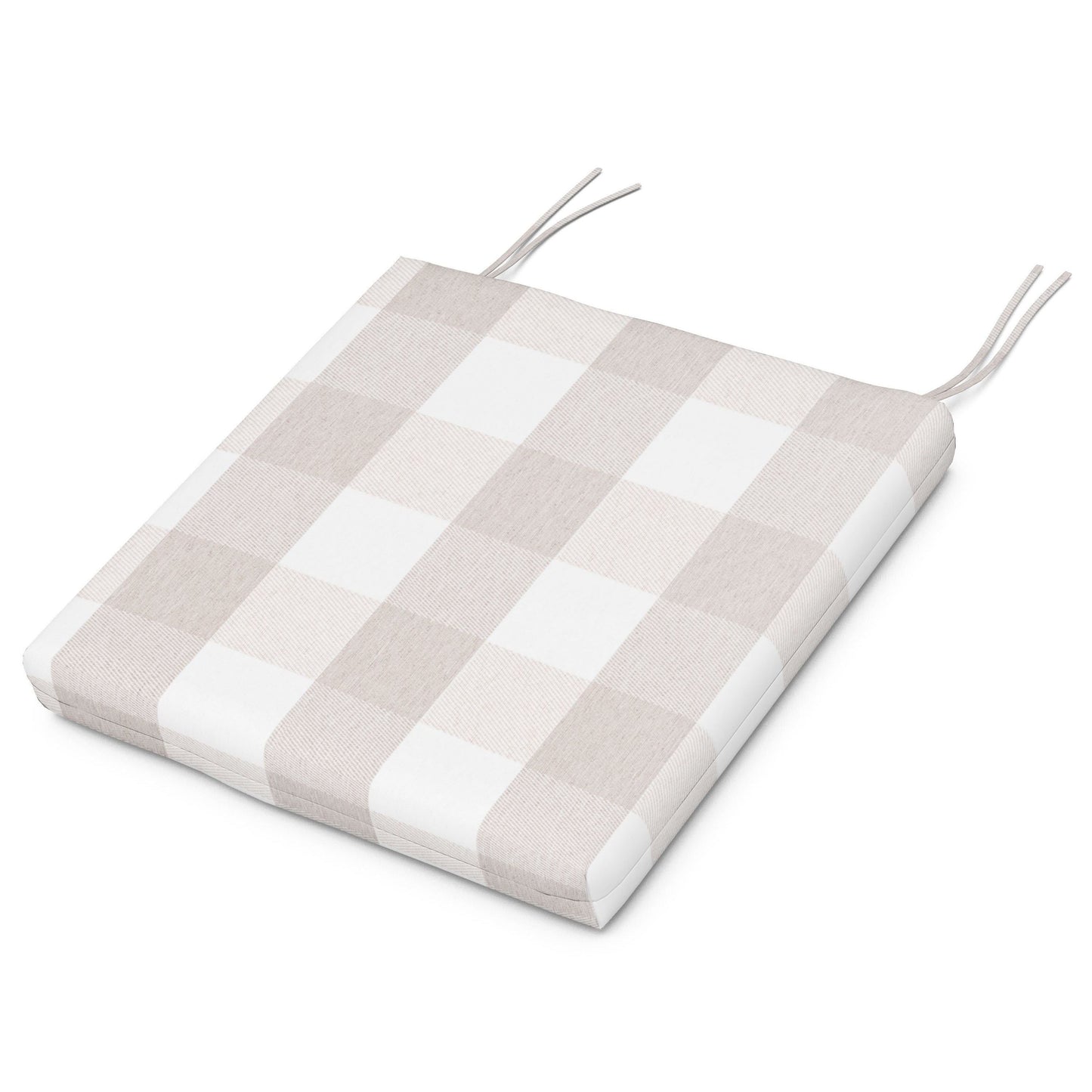 POLYWOOD Acadia Dining Side Seat Pad — Buffalo Plaid Dune Burlap