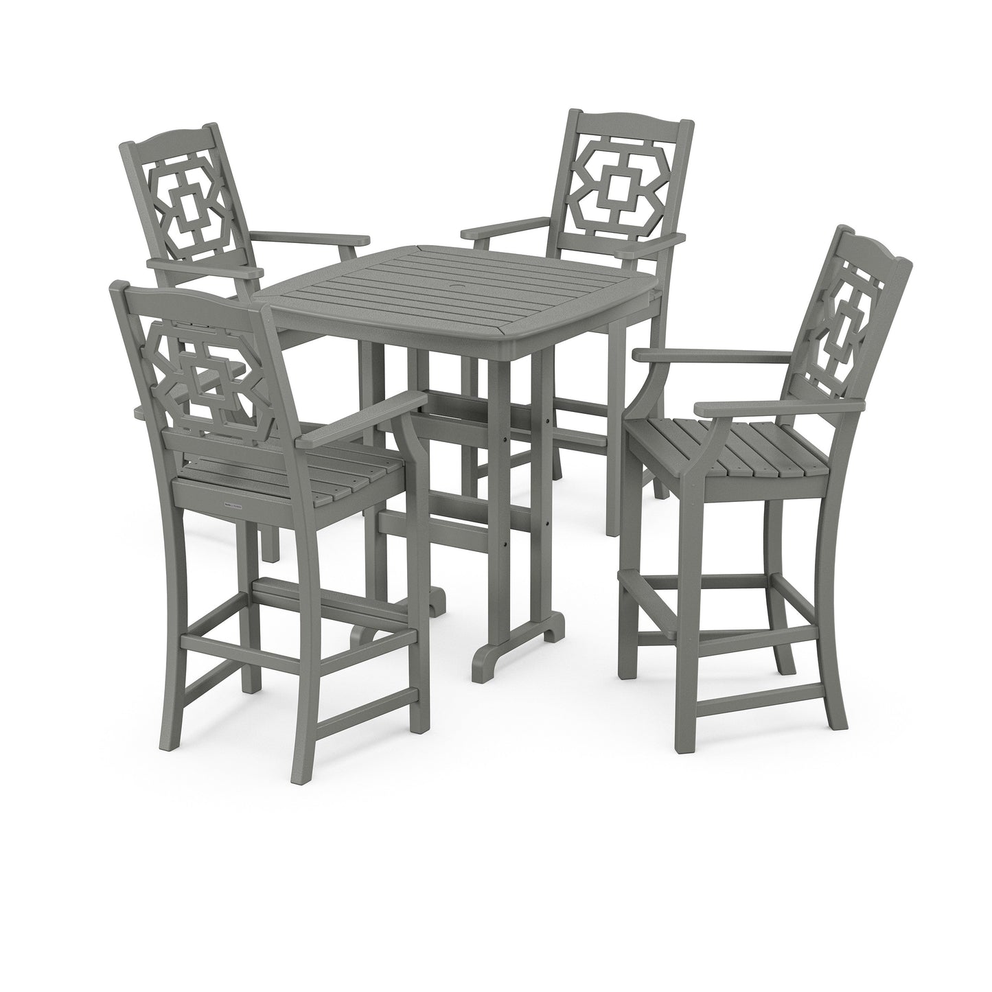 POLYWOOD Chinoiserie 5-Piece Bar Set — Slate Grey