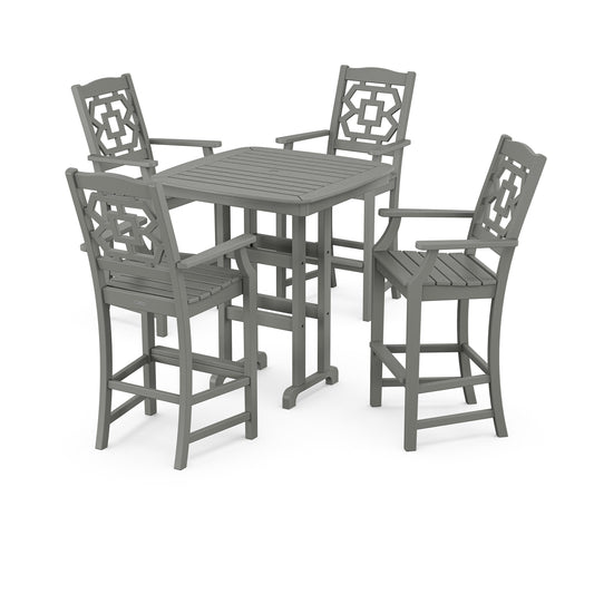 POLYWOOD Chinoiserie 5-Piece Bar Set — Slate Grey