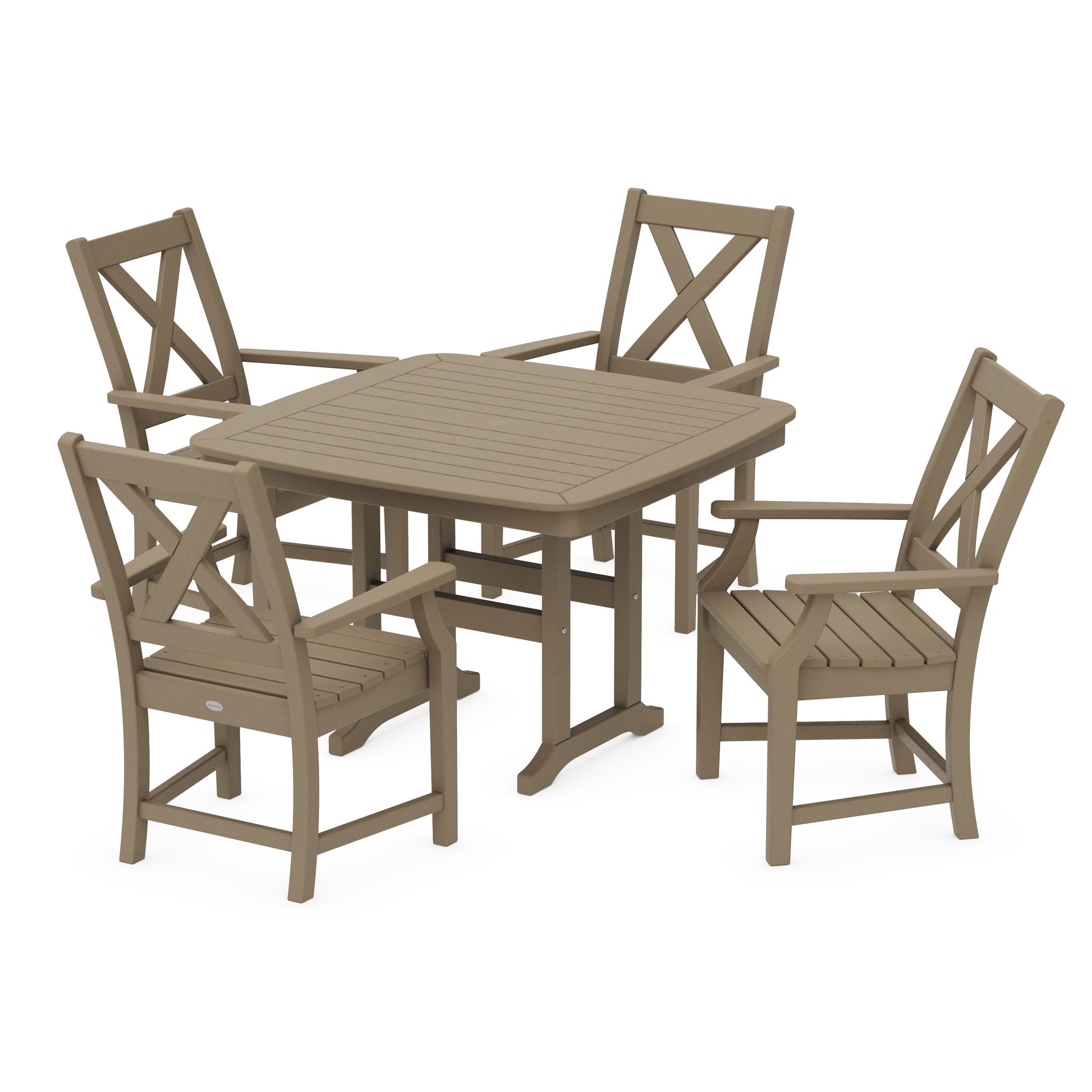 POLYWOOD Braxton 5-Piece Dining Set with Trestle Legs — Vintage Sahara