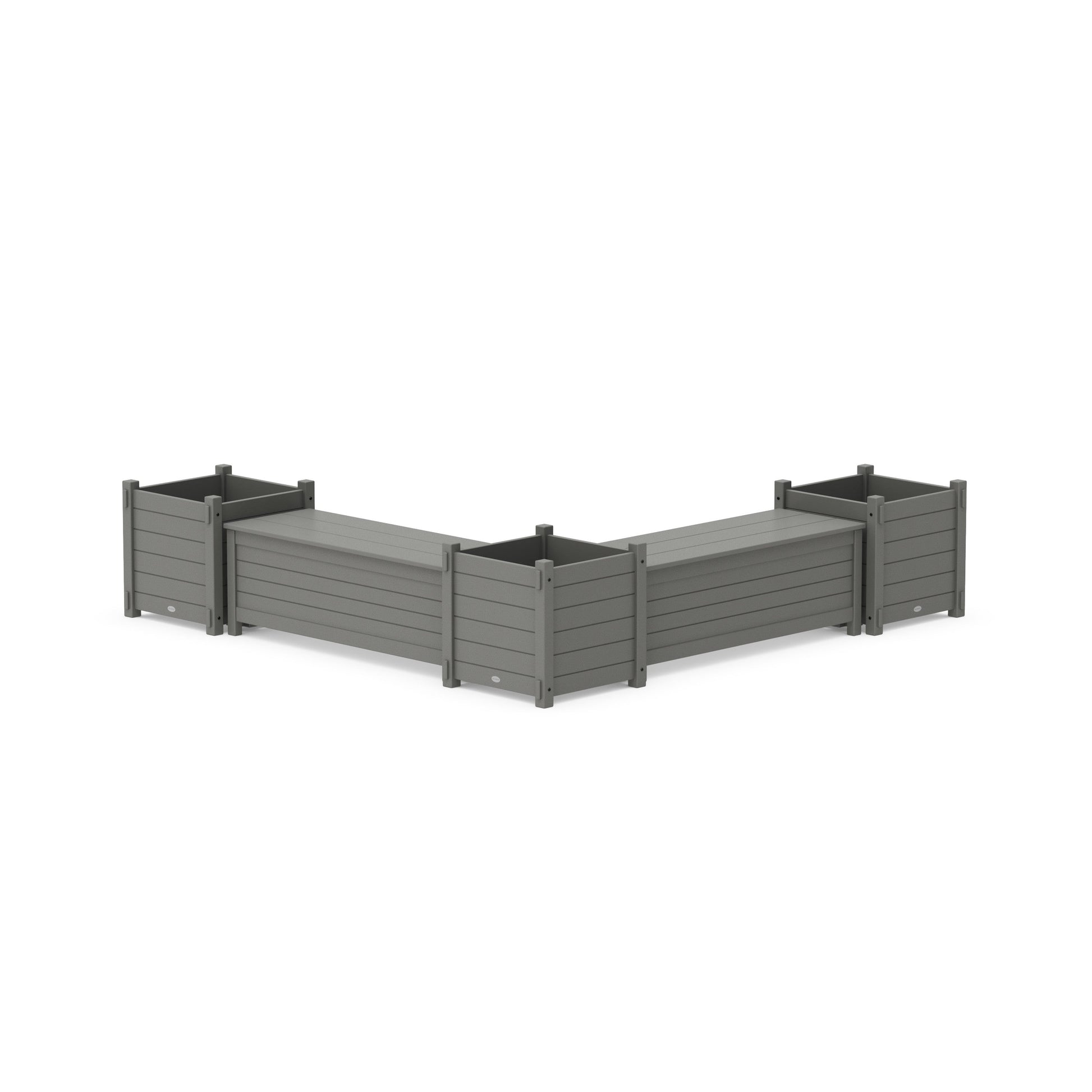 POLYWOOD 48" Nautical L- Shaped Planter Storage Bench Corner Set- Large — Slate Grey