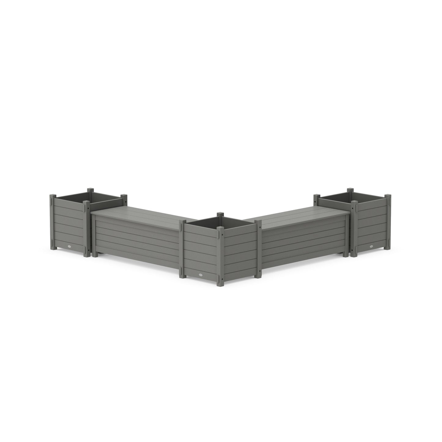 POLYWOOD 48" Nautical Straight Double Planter Storage Bench Set- Large