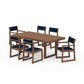 POLYWOOD EDGE Sling 7-Piece Dining Set — Teak / Navy Blue Sling