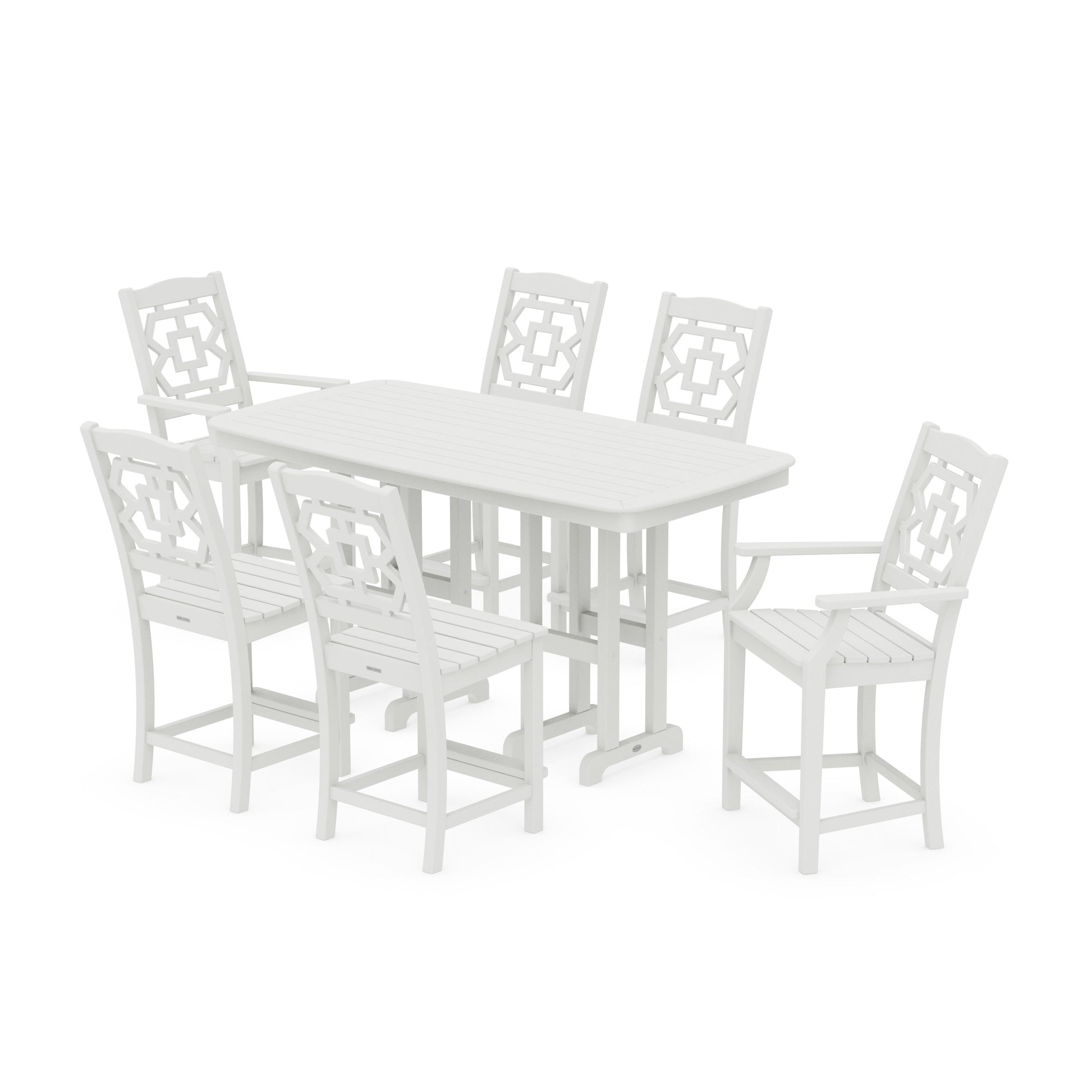 POLYWOOD Chinoiserie 7-Piece Counter Set — Vintage White
