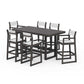 POLYWOOD EDGE Sling 7-Piece Bar Table Set — Vintage Coffee / White Sling