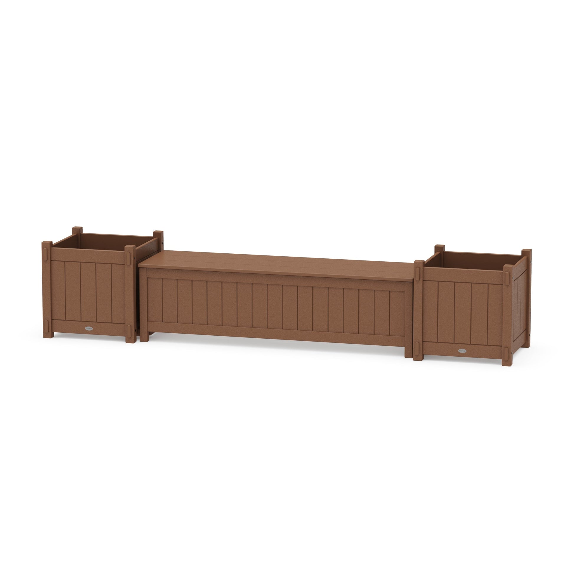 POLYWOOD 60" Vineyard Straight Planter Storage Bench Set- Large — Teak