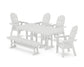 POLYWOOD Vineyard Curveback Adirondack Chair 6-Piece Farmhouse Dining Set with Bench — White
