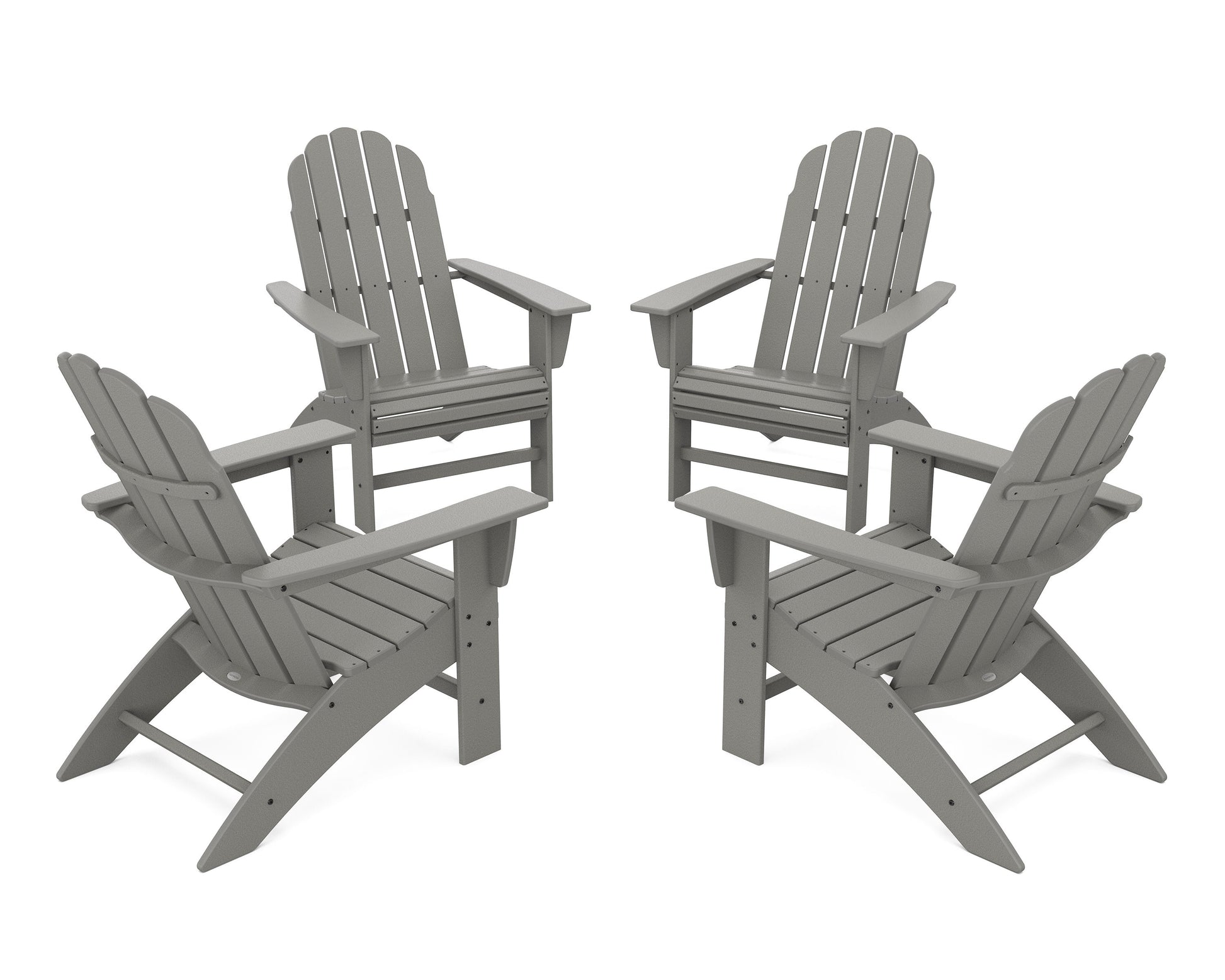POLYWOOD 4-Piece Vineyard Curveback Adirondack Chair Conversation Set — Slate Grey