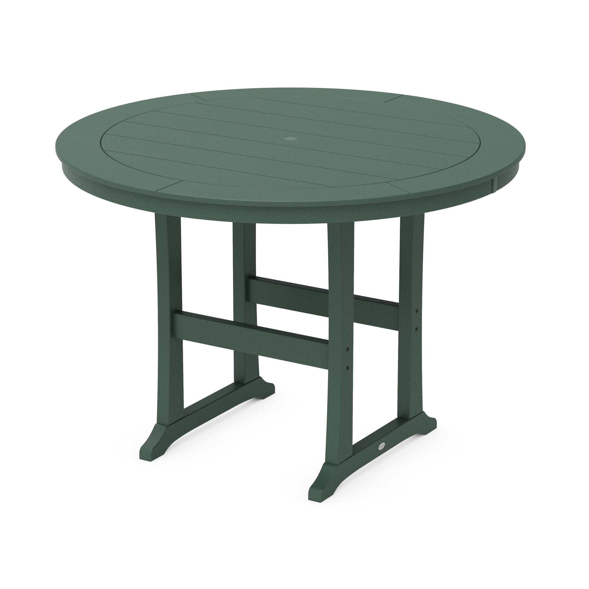POLYWOOD Nautical Trestle 60" Round Bar Table — Green