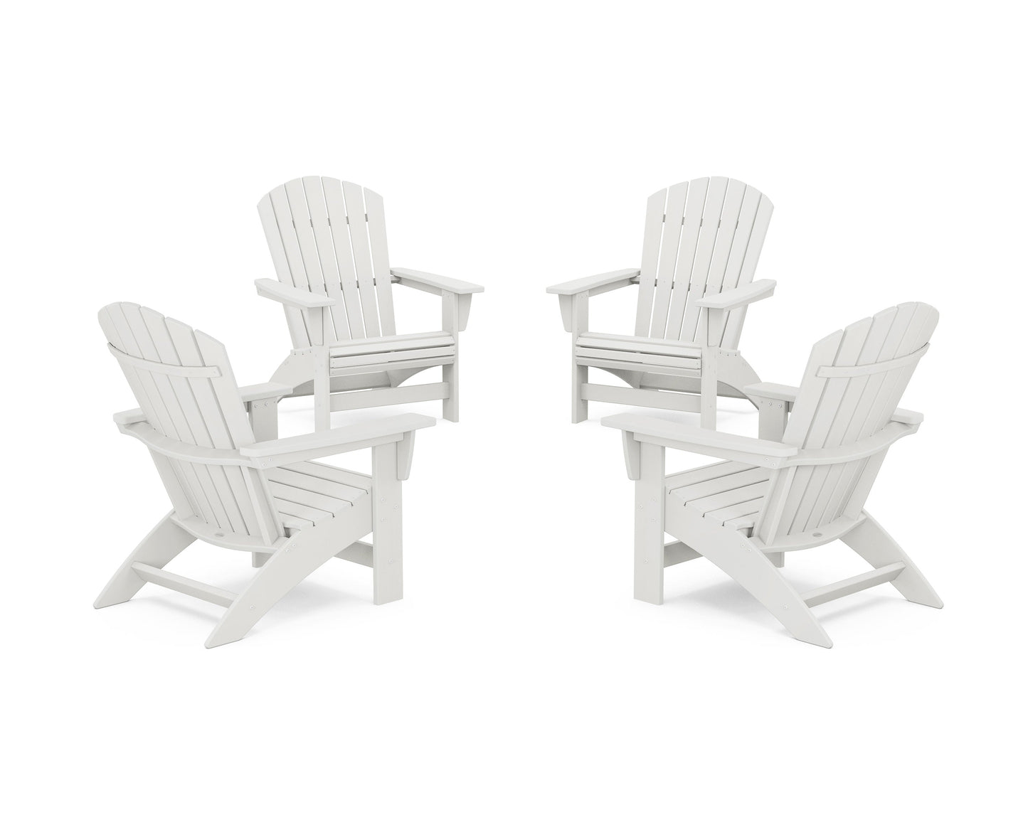 POLYWOOD 4-Piece Nautical Grand Adirondack Chair Conversation Set — Vintage White