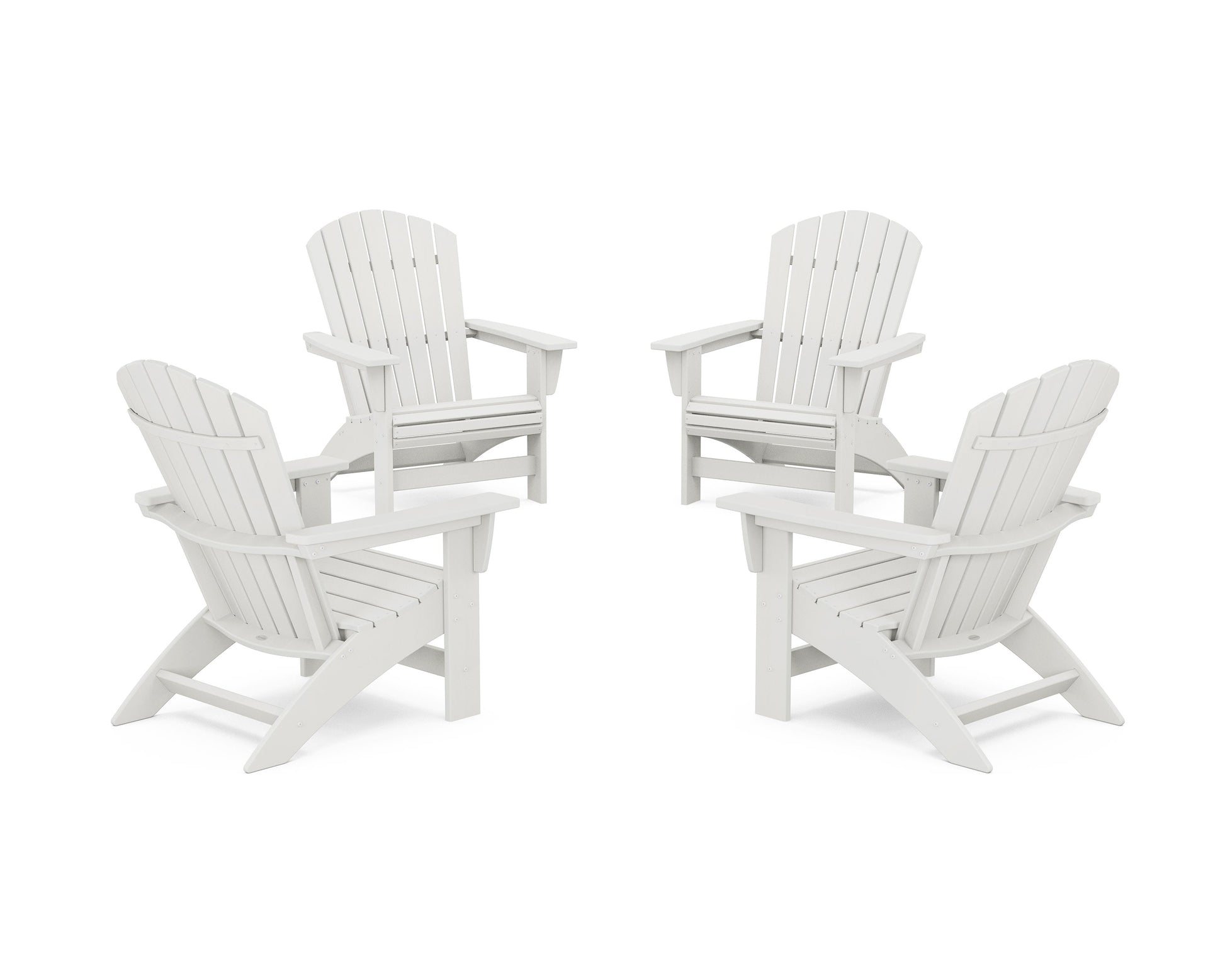 POLYWOOD 4-Piece Nautical Grand Adirondack Chair Conversation Set — Vintage White