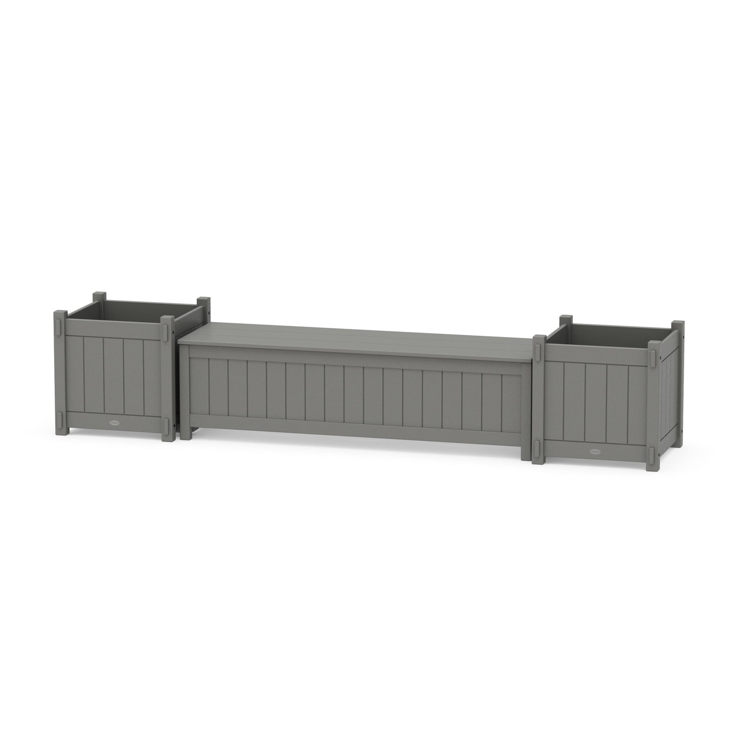 POLYWOOD 60" Vineyard Straight Planter Storage Bench Set- Large — Slate Grey