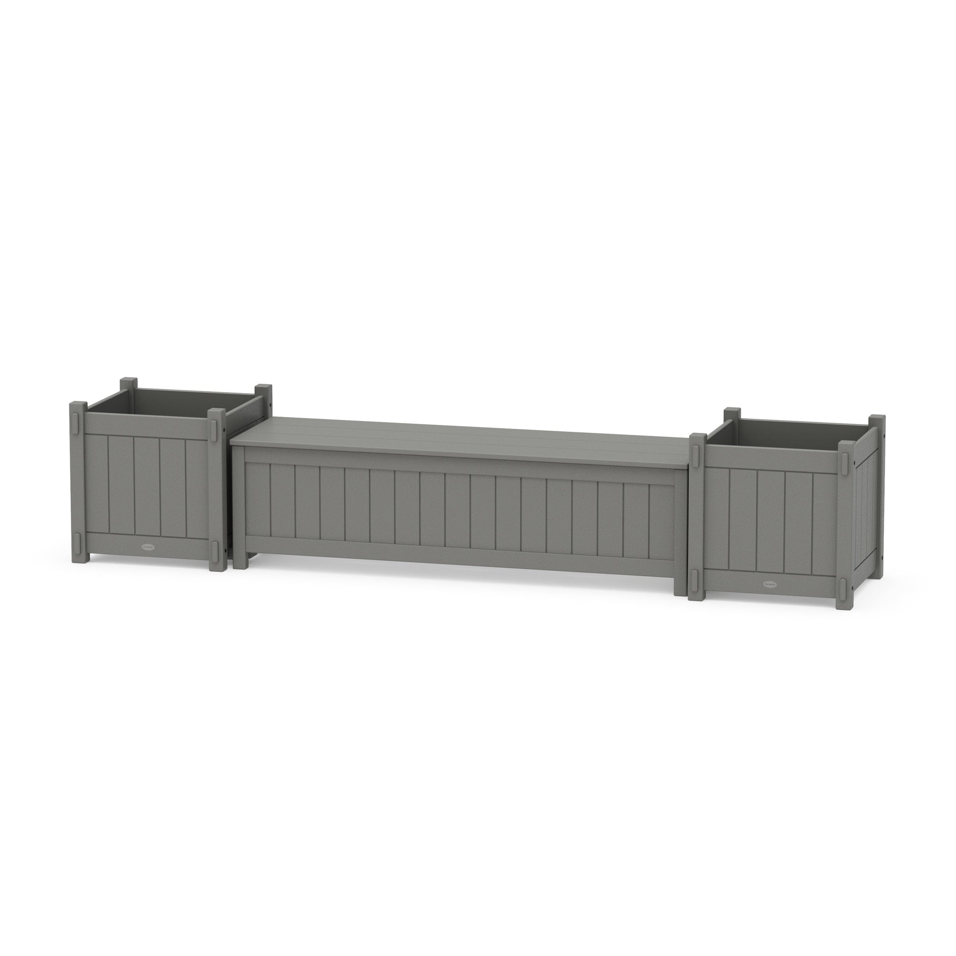 POLYWOOD 60" Vineyard Straight Planter Storage Bench Set- Large — Slate Grey
