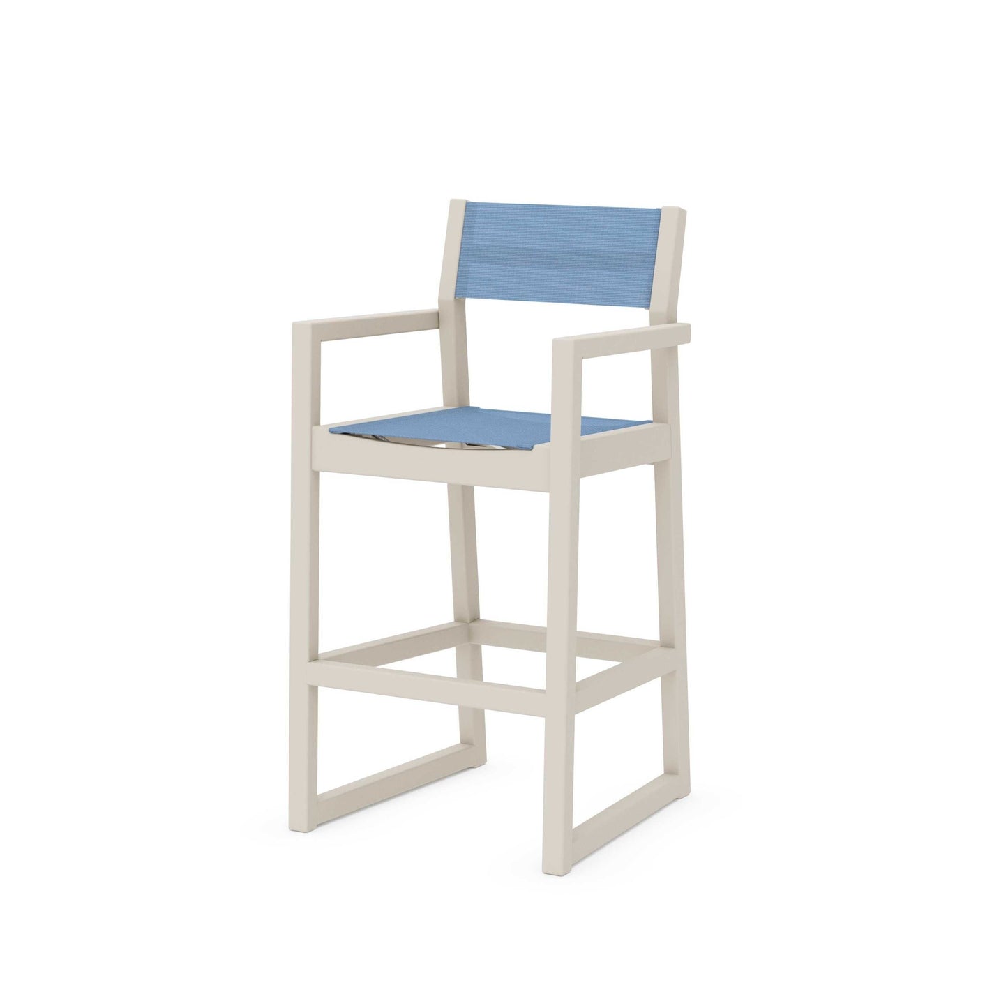 POLYWOOD EDGE Sling Bar Arm Chair — Sand / Poolside Sling