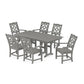 POLYWOOD Chinoiserie Arm Chair 7-Piece Farmhouse Dining Set — Slate Grey