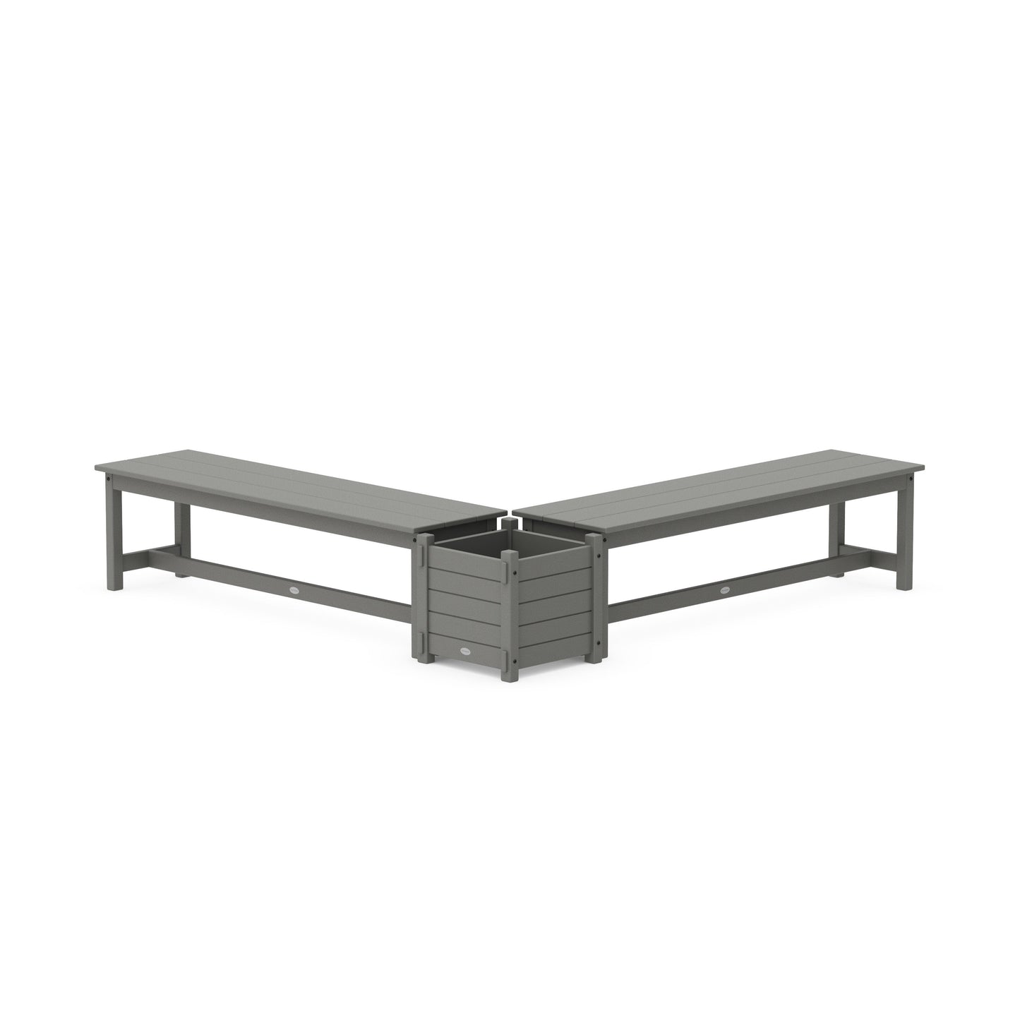 POLYWOOD 60" Nautical L- Shaped Planter Bench Set — Slate Grey