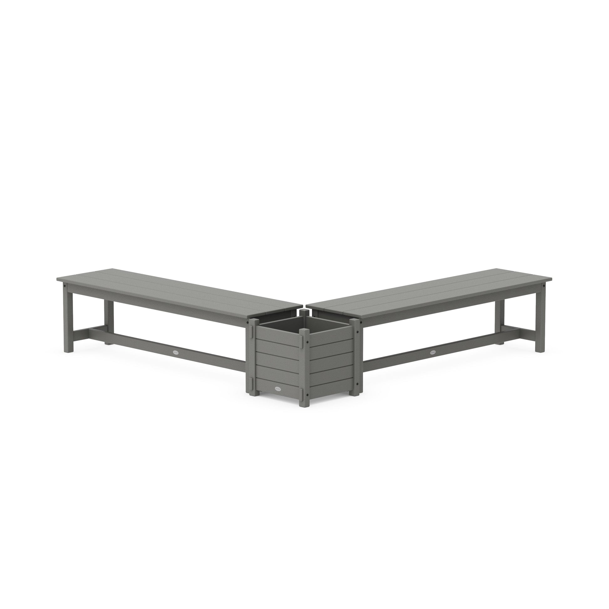 POLYWOOD 60" Nautical L- Shaped Planter Bench Set — Slate Grey