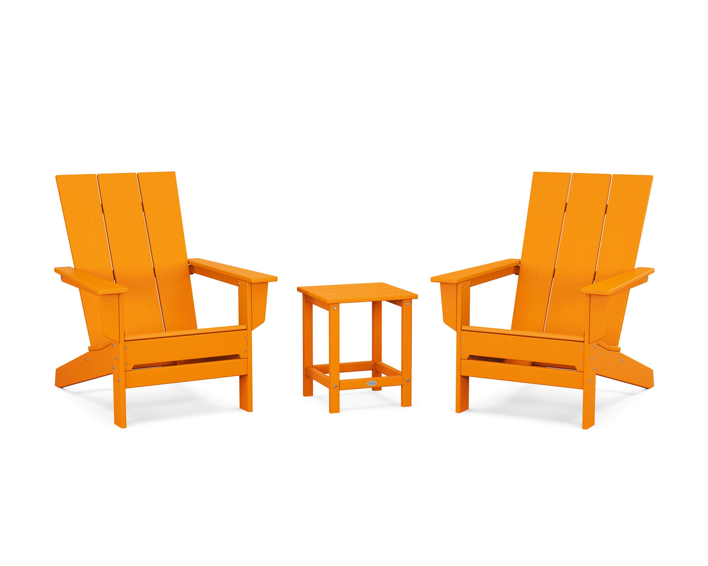 POLYWOOD 3-Piece Modern Studio Adirondack Set — Tangerine