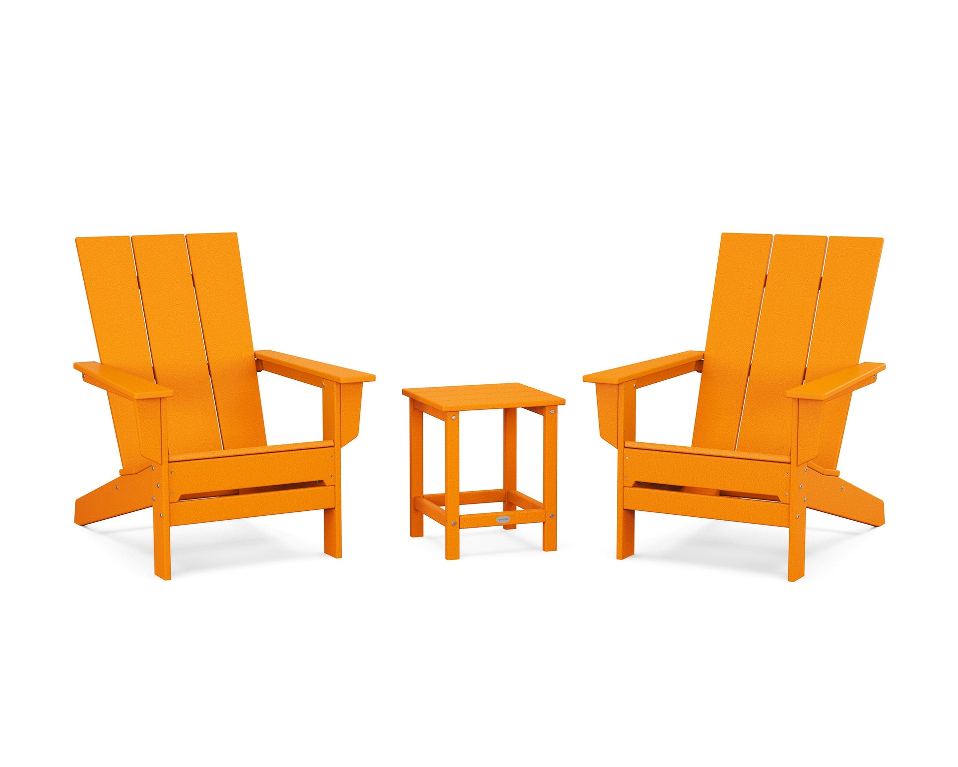 POLYWOOD 3-Piece Modern Studio Adirondack Set — Tangerine