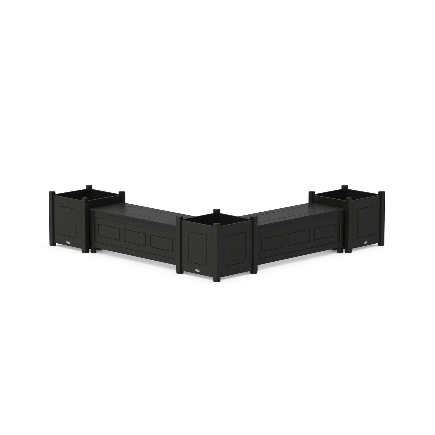 POLYWOOD 48" Country Living L- Shaped Planter Storage Bench Corner Set- Large — Black